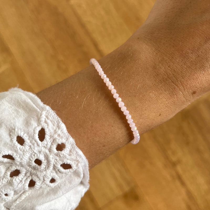 Bracelet perles de cristal Rose clair