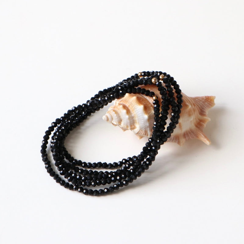 Bracelet fantaisie wrap noir avec strass 6 rangs - Achat / Vente Bracelet fantaisie wrap noir avec strass 6 rangs - Achat / Vente