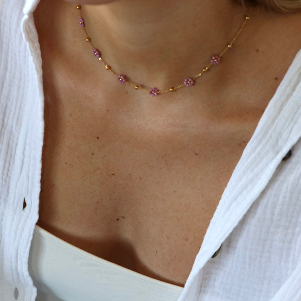 Collier Manarola Lilas pierres naturelles