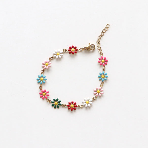 Bracelet fleurs multicolores