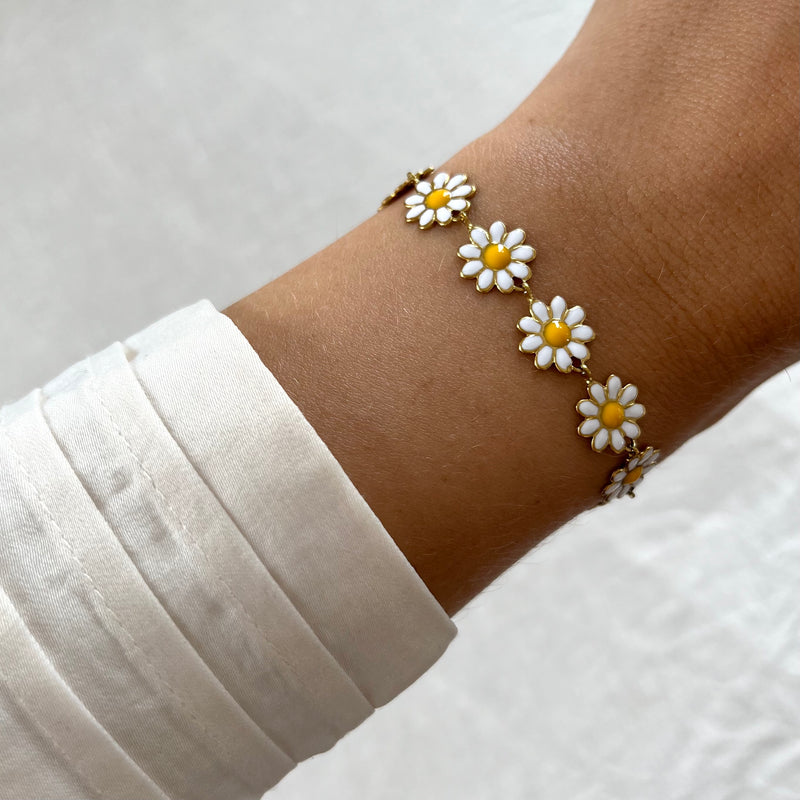 Bracelet flower power blanc