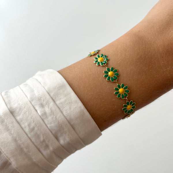 Bracelet flower power vert