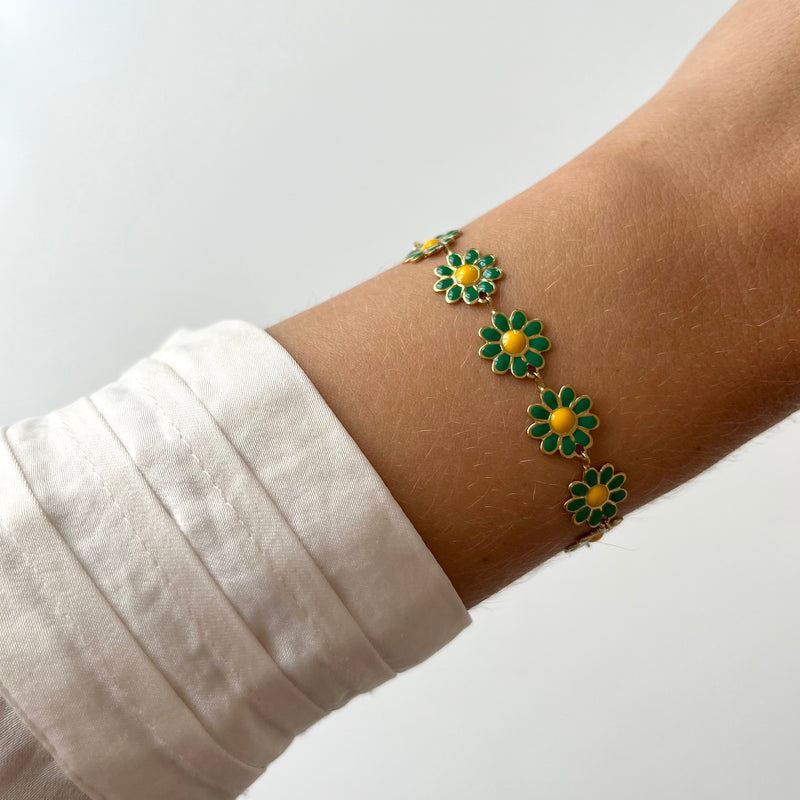 Bracelet flower power vert
